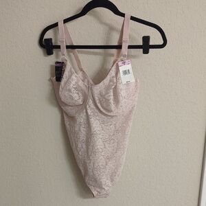 NWT Bali Shapewear Pink Lace Bodysuit